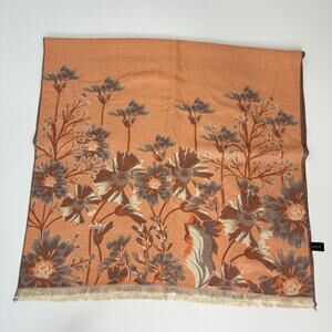 SAACHI Floral Reversible Oversized Scarf Wrap Orange Brown Cream